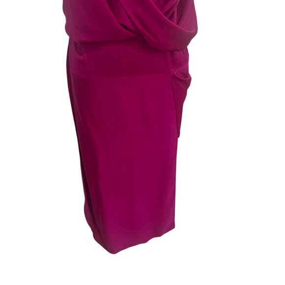 Atlein Draped Two Tone Silk Blend Dress Fuchsia Red Sleeveless Made In Italy - Picture 7 of 13